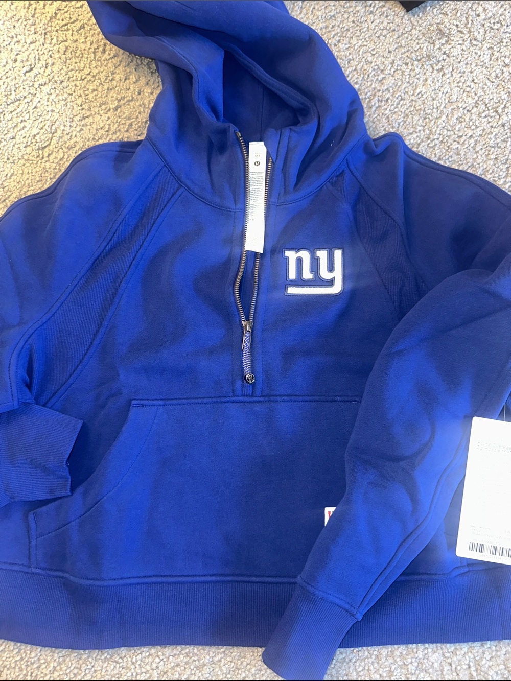 lululemon athletica New York giants scuba Half-Zip Hoodie size M/L NWT